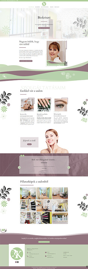 BioKriszti kozmetikai weboldalkészítés