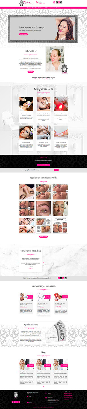 Mira Beauty and Massage kozmetikai weboldalkészítés