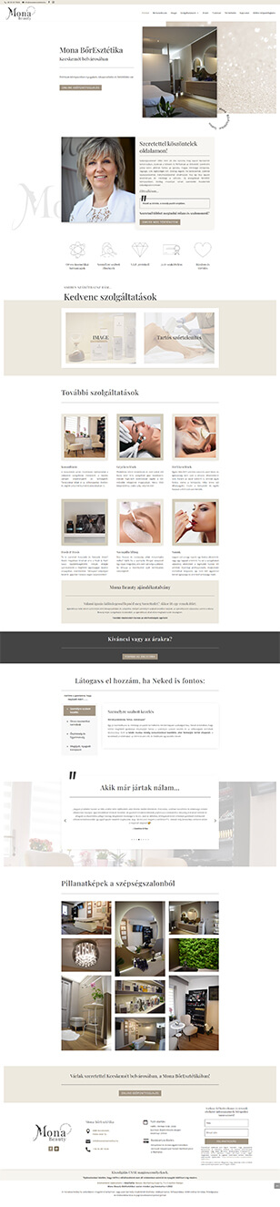 Mona bőresztétika kozmetikai weboldalkészítés